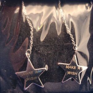 SEALED Star Drop / Threader Earrings Make a Wish with Extra Rubber Backings